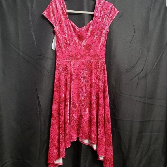 Jessica Simpson Crushed Velvet Fairy Goth Floral Romantic Asymmetrical Dress S - Picture 2 of 11